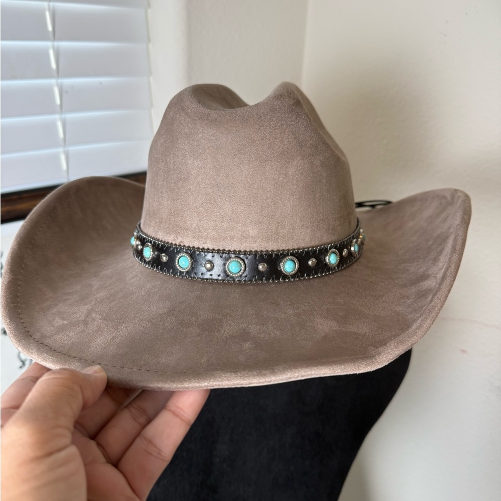 Tan‎ Western Hat with Turquoise Details